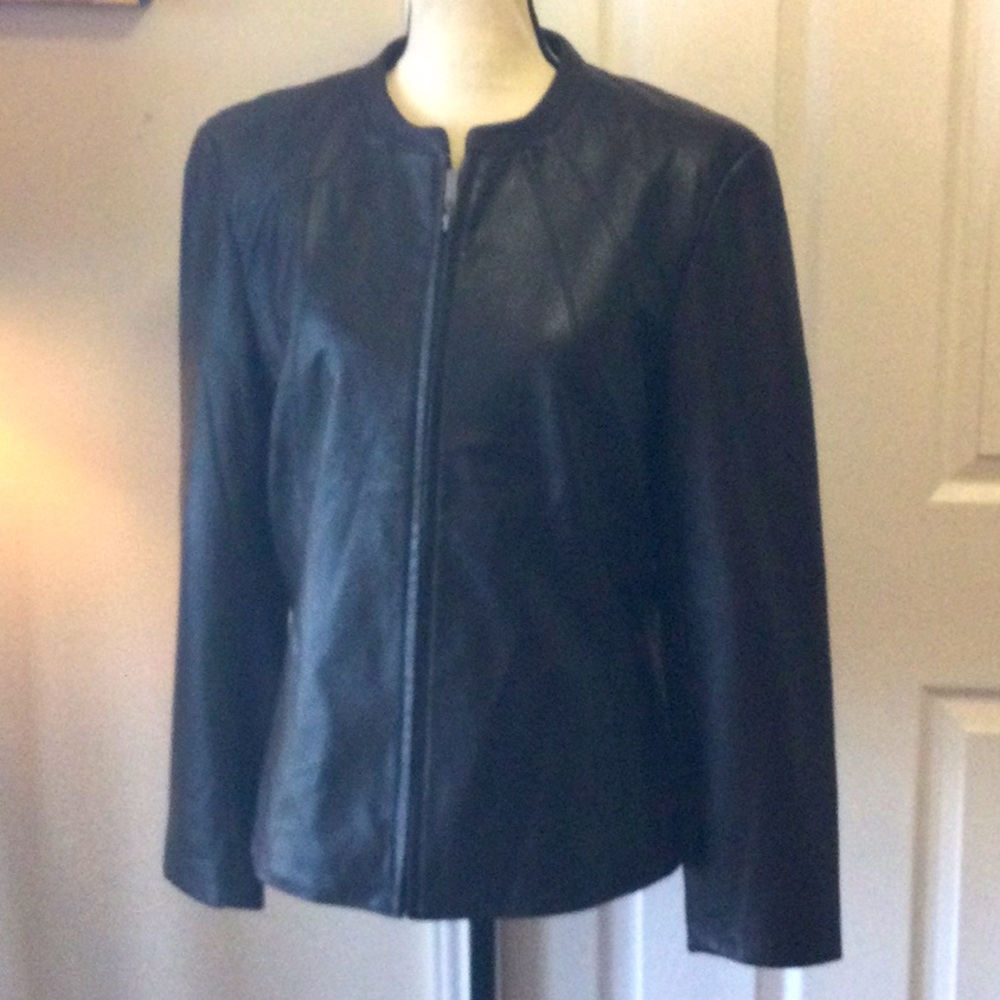 Vintage Jacqueline Smith leather full zip jacket